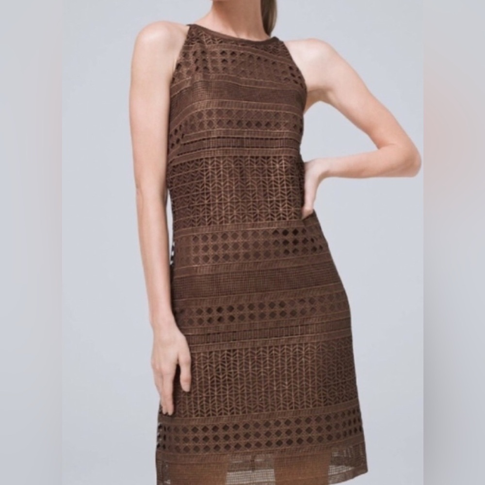 White House Black Market Laser-Cut Shift Dress — Size 12